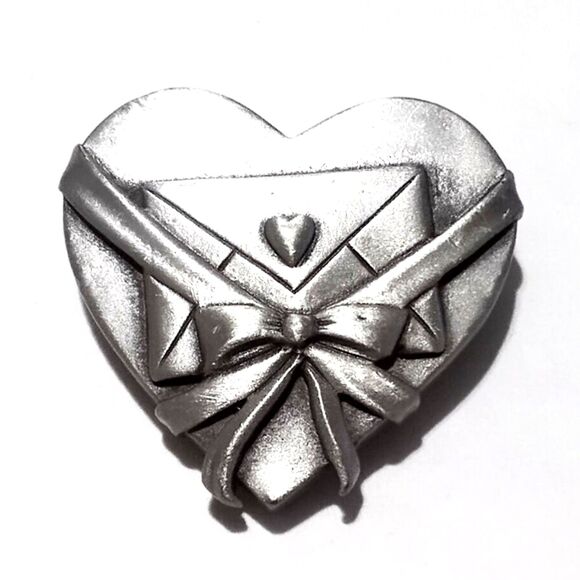 Ms. Dee Vintage Letter Heart Pewter Brooch Pin - Picture 3 of 5